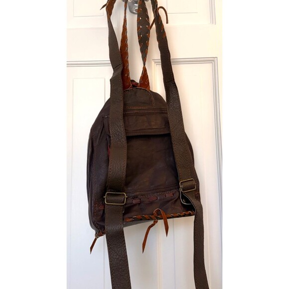 Vintage Hippie Boho Vegan Leather Backpack Banjara Embroidered Mirror Unique! - Picture 4 of 15